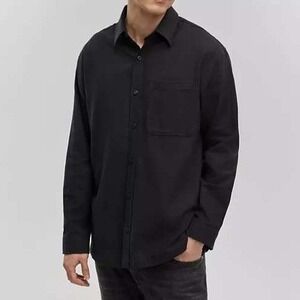 Mode of One Mens Relaxed-Fit Flannel Shirt Deep Black XL New‎ 100197730MN